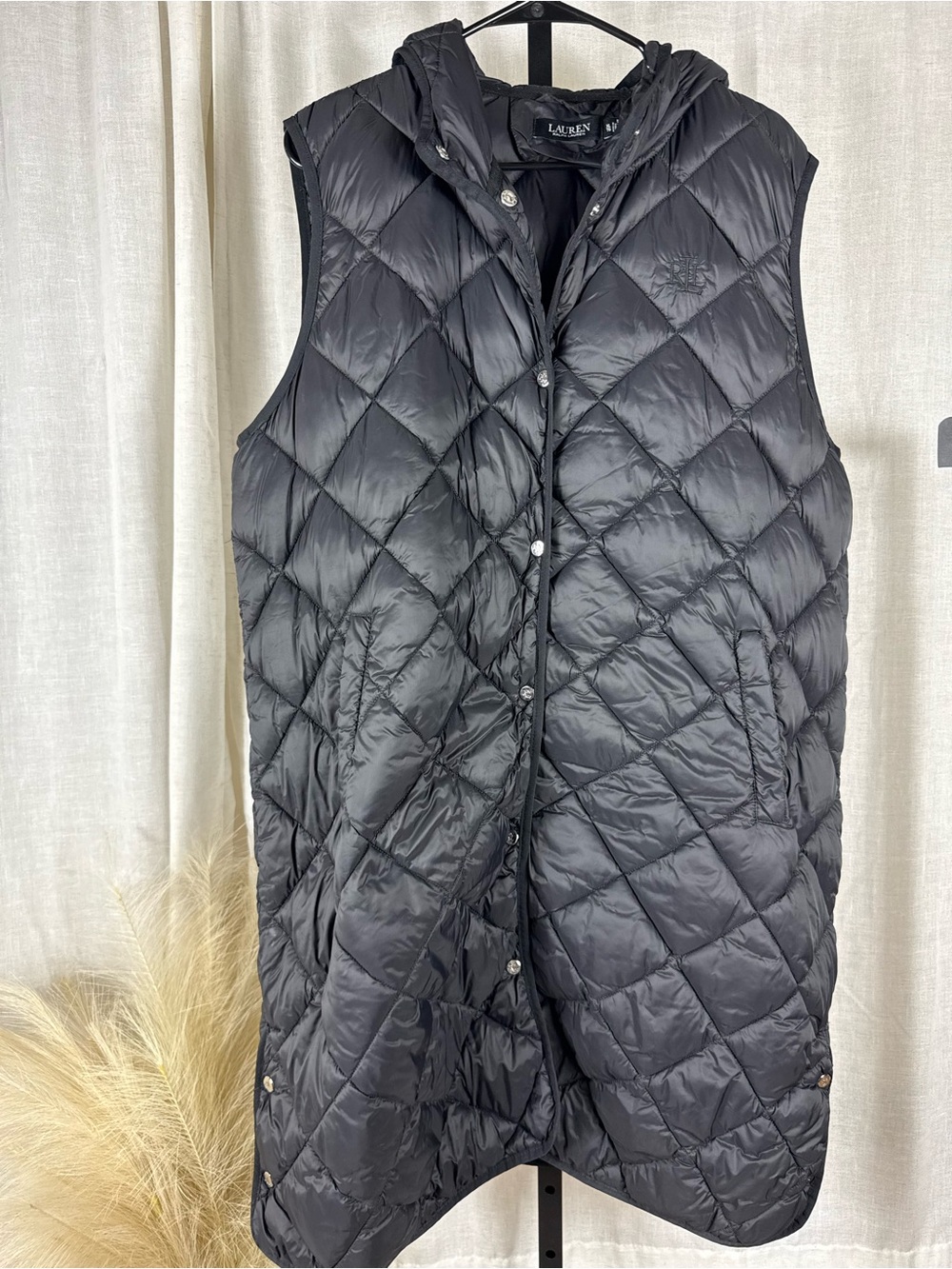 Ralph Lauren Black Quilted Hooded Puffer Vest